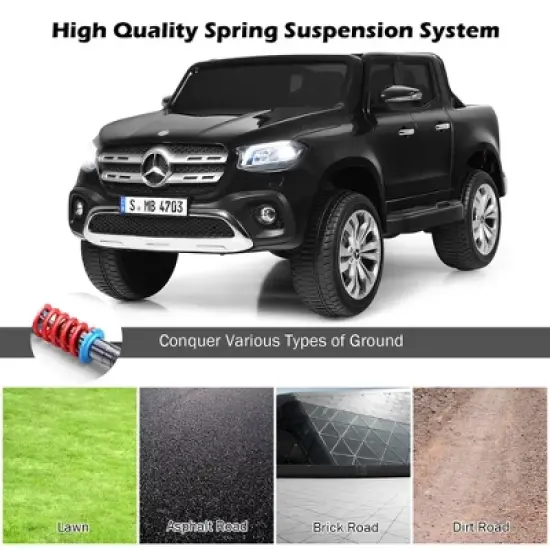 Costway Licensed Mercedes Benz x Class 12V 2-Seater Kids Ride On Car w/ Trunk image {4}