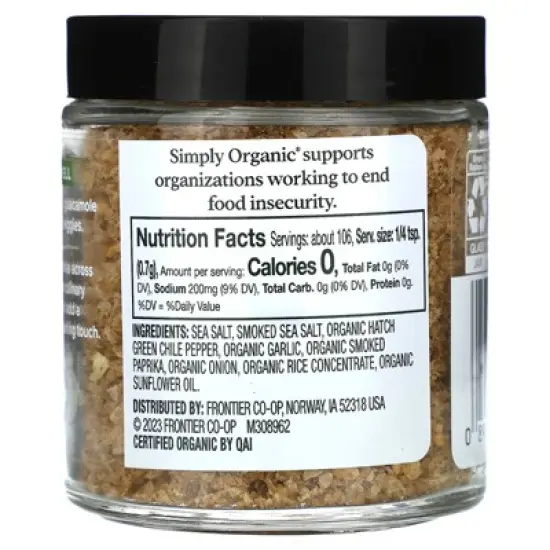 Simply Organic Smoked Finishing Salt, Hatch Chile, 2.61 oz (74 g) image {1}