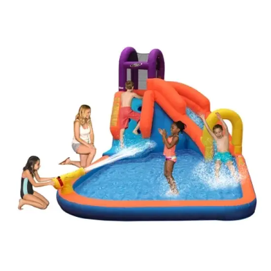 Magic Time International Mega Tornado Twist Inflatable Kids Water Park w/ Slide and Double Hurricane Outdoor Kids Inflatable Water Slide Bounce House image {4}