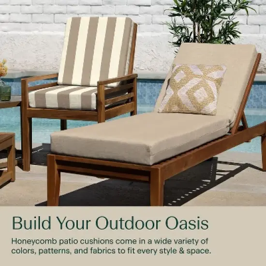 Honeycomb Outdoor Chaise Lounge Cushion - Textured Solid Almond image {2}