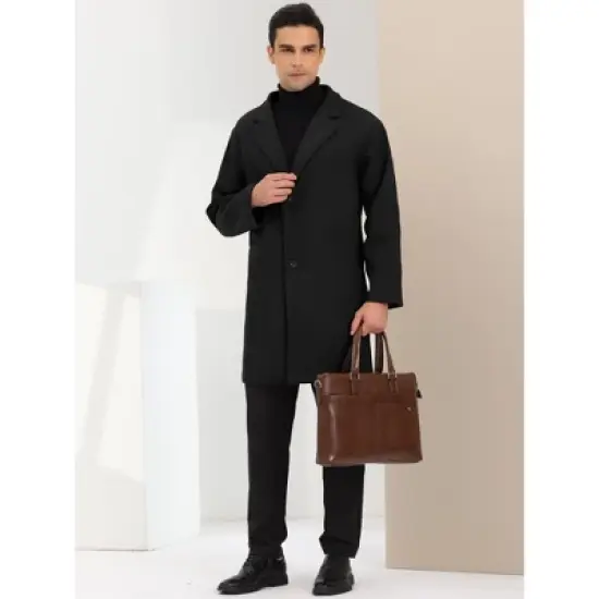 Lars Amadeus Men's Winter Notched Lapel Single Breasted Mid-Length Overcoat image {2}