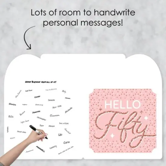 Big Dot of Happiness 50th Pink Rose Gold Birthday - Happy Birthday Giant Greeting Card - Big Shaped Jumborific Card - 16.5 x 22 inches image {2}