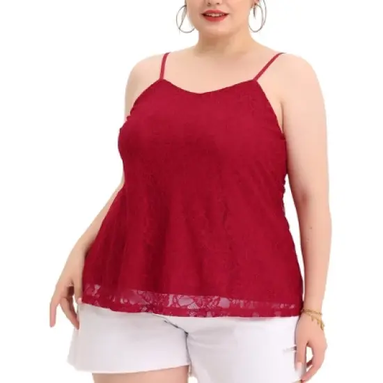 Agnes Orinda Women's Plus Size Lace Floral Adjustable Strap Elegant Camisole image {7}