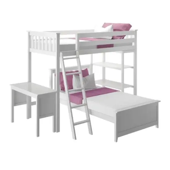 Max & Lily L-Shaped Twin over Twin Bunk Bed with Bookcase and Desk image {7}