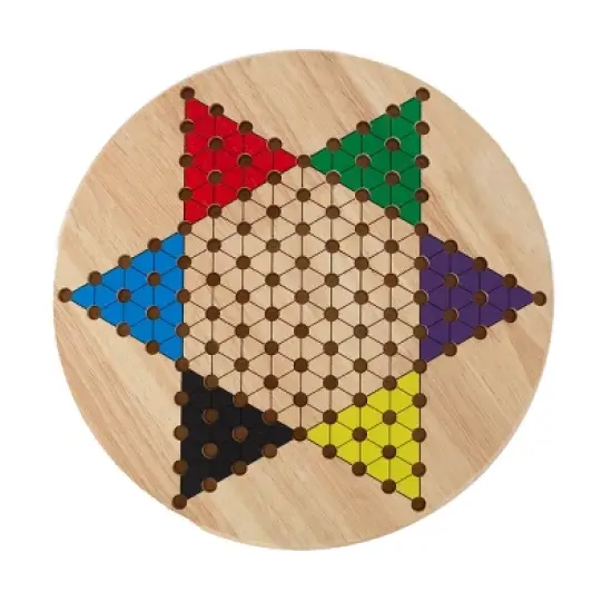Toy Time Chinese Checkers Game Set for Adults and Kids - 11" Wooden Board and Traditional Pegs image {4}