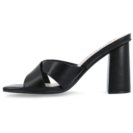 Journee Collection Womens Chazz Tru Comfort Foam Vegan Leather Block Heel Sandals image {1}