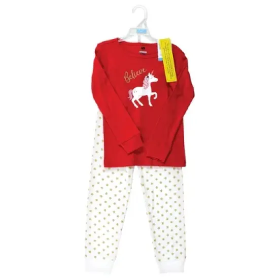 Hudson Baby Infant Girl Cotton Pajama Set, Christmas Unicorn image {1}