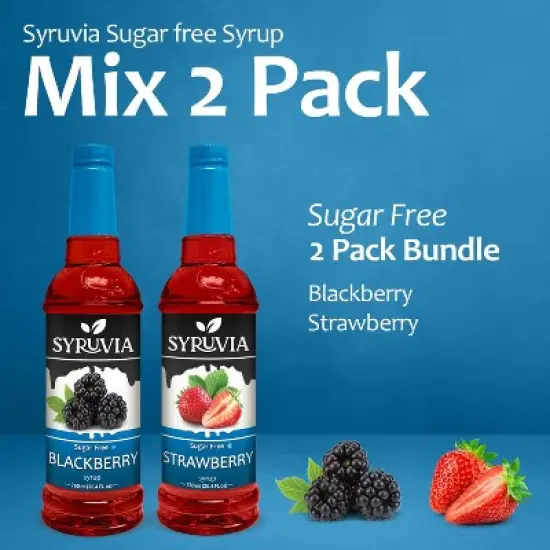 Syruvia Sugar Free Coffee Flavors Variety Pack: Blackberry & Strawberry 25.4 fl oz Syrup image {5}