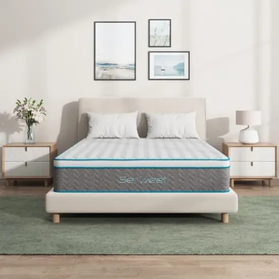 Serweet 8 inch Breathable Bamboo Charcoal Hybrid Mattress - Compatible with Platform Bed, Box Spring, or Slat Base image {7}