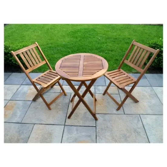 3pc Wood Patio Bistro Set - Brown - Merry Products image {2}
