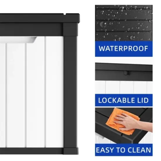 MAYEERTY 50 Gallon Large Capacity Outdoor Deck Box for Patio Furniture Cushions, Pillow with Wheels image {6}