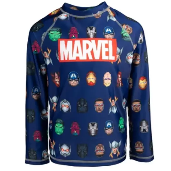 Marvel Avengers Spider-Man Captain America Hulk Thor Black Widow Black Panther Rash Guard Swim Shirt Toddler to Big Kid image {7}