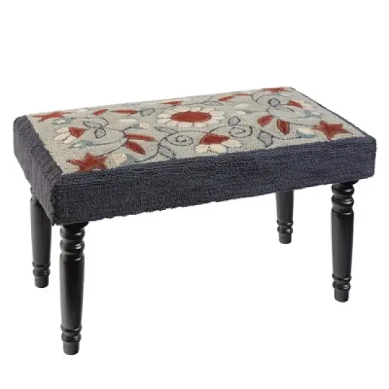 Park Designs Gray Floral Hooked Bench image {1}