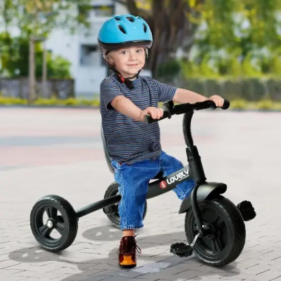 Qaba 3-Wheel Recreation Ride-On Toddler Tricycle With Bell Indoor / Outdoor  - Black image {1}