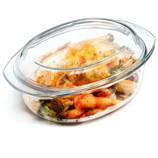 Itopfox Oval Glass Casserole Dish with Lid, Microwave & Oven Safe Bakeware, Covered Glass Dish for Baking & Cooking, 3.5L Capacity image {8}