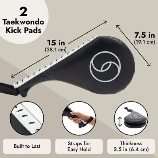Juvale 2-Pack Taekwondo Kick Pad, Black Karate Kicking Target, Durable Striking Pads for Kickboxing Training, TKD Pads, 15 x 2.5 x 7.5 In image {4}