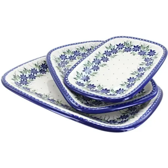 Blue Rose Polish Pottery 6200 Vena 3 Piece Rectangular Serving Set image {11}