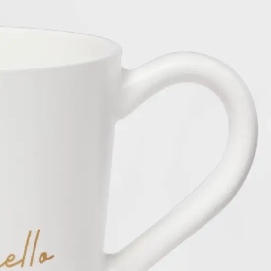 15oz Stoneware Hello Gorgeous Mug - Threshold&trade;: Traditional White Coffee Mug, Dishwasher & Microwave Safe, 1 Piece image {2}