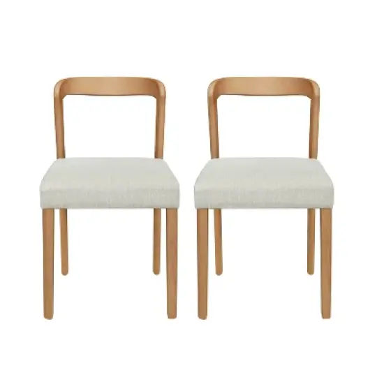Christopher Knight Home Sonore Contemporary Rubberwood Upholstered Dining Chairs with Curved Open Back (Set of 2) image {1}