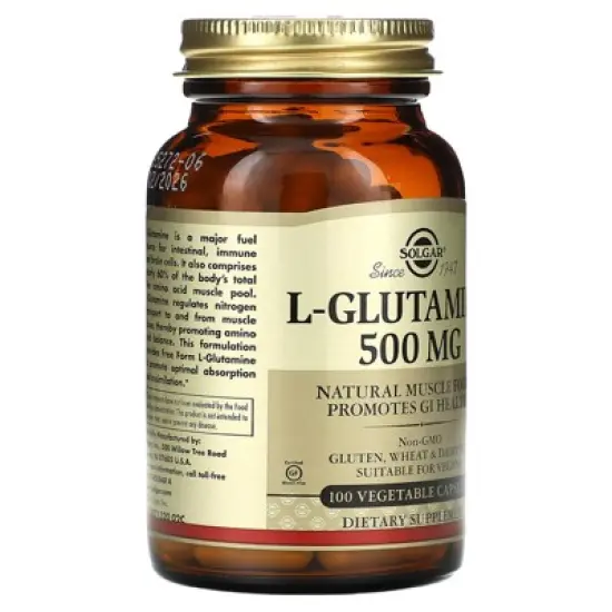 Solgar L-Glutamine, 500 mg, 100 Vegetable Capsules image {3}