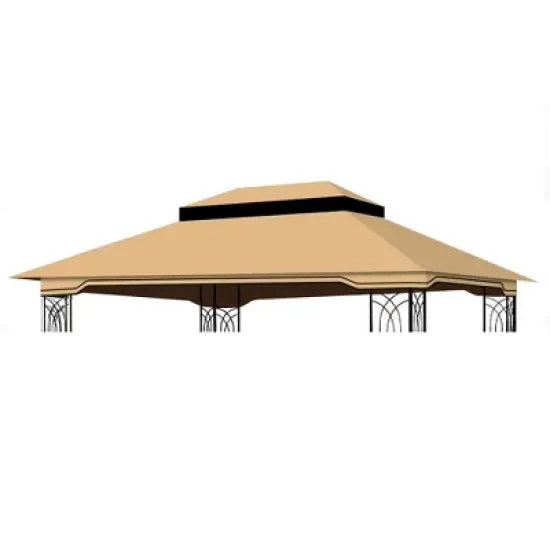 Sevobal Patio Umbrellas Outdoor Patio Gazebo Replacement Canopy, Double Tiered Gazebo Tent Roof Top Cover Only , Brown, 139.76"*116.14"*69.29" image {5}