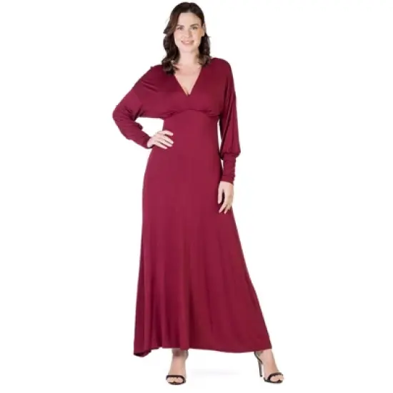 V-Neck Long Sleeve Maxi Womens Dress image {6}
