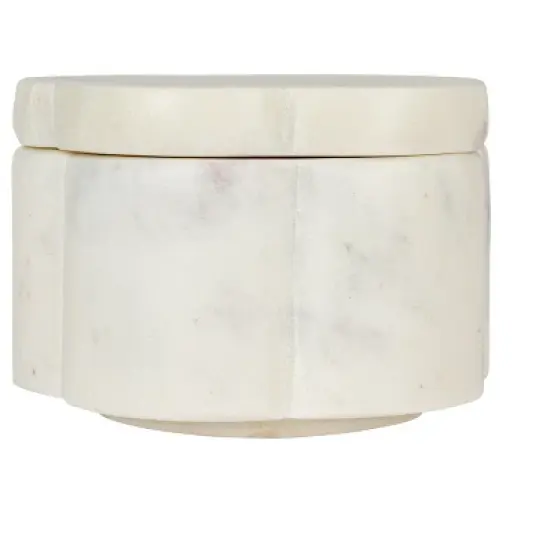 Storied Home Elegant Marble Pinch Pot with Lid, White image {2}
