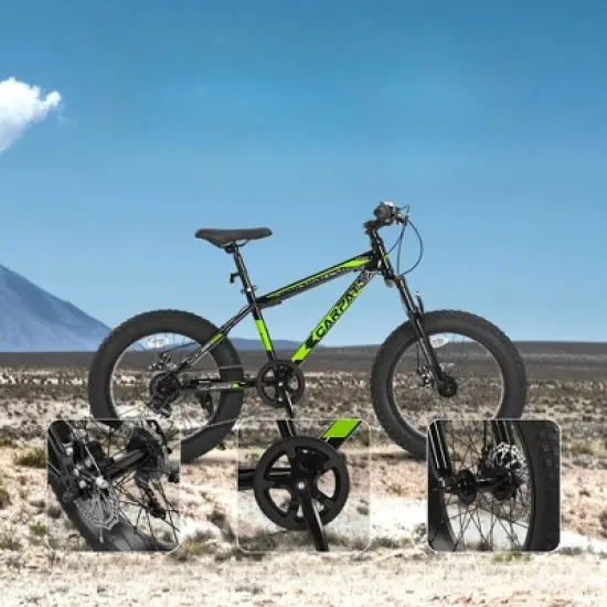 DSVIMOY Bicycles, 20 Inch Mountain Bike for Kids, 7-Speed Mountain Bike with Disc Brakes, Green, 63"*24.3"*35" image {3}