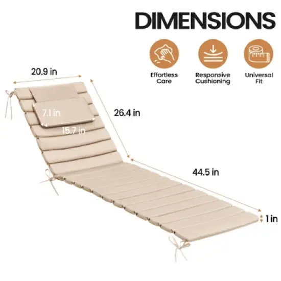 Pellebant 2PC Patio Chaise Lounge Chairs Cushion 22D Sponge 220gsm Polyester Fabric image {1}
