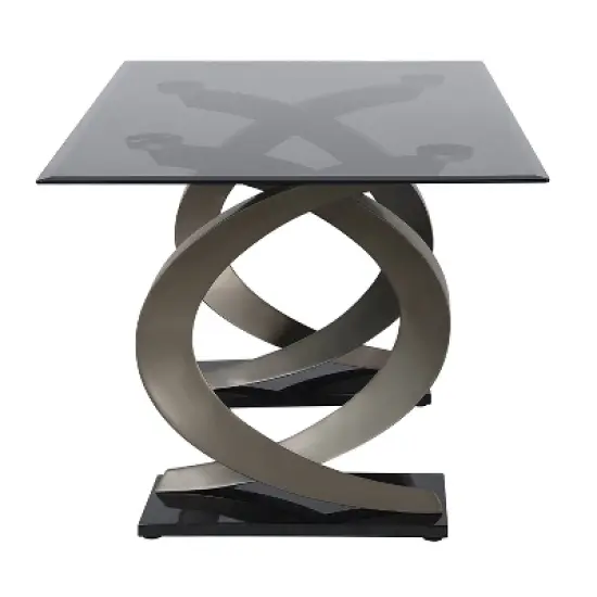58" Gleneagles Modern Rectangle Glass Top Dining Table Gray/Champagne/Black - HOMES: Inside + Out image {5}