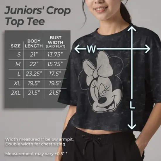 Junior's Mickey & Friends Distressed Minnie Wink Portrait T-Shirt image {5}