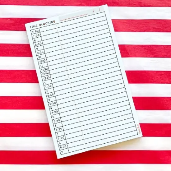 Time Blocking 5" x 8" Notepad for Scheduling by Ramus & Co (50 Heavyweight Tear-Off Sheets) image {1}