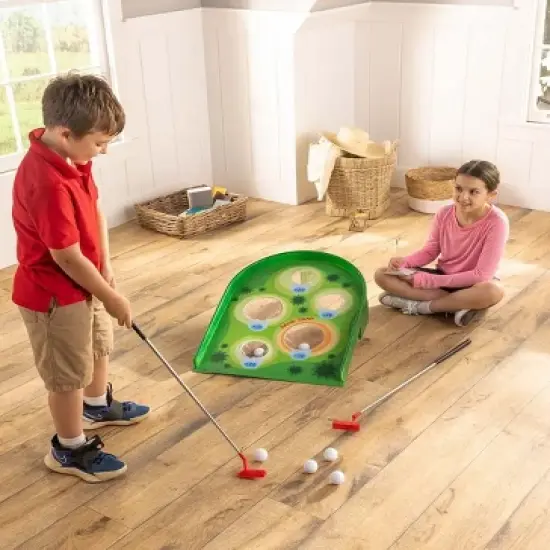 HearthSong Arcade Golf Putting Game for Kids with Two Golf Clubs and Six Golf Balls image {3}