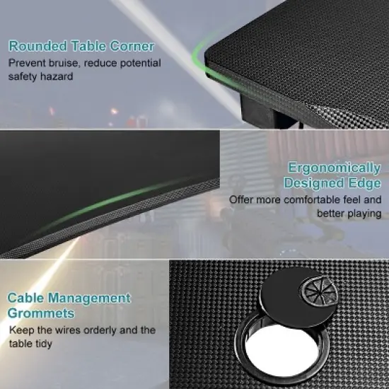 Costway Gaming Desk Computer Desk Table w/Cup Holder & Headphone Hook Gamer Workstation image {9}