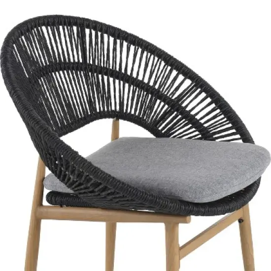 Christopher Knight Home Cliff Papasan-Style Rattan & Iron Patio Dining Chair with Faux Wood Finish (Set of 2) image {6}