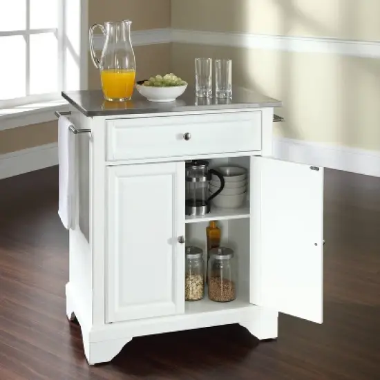 Lafayette Stainless Steel Top Portable Kitchen Island/Cart White/Stainless Steel - Crosley image {2}