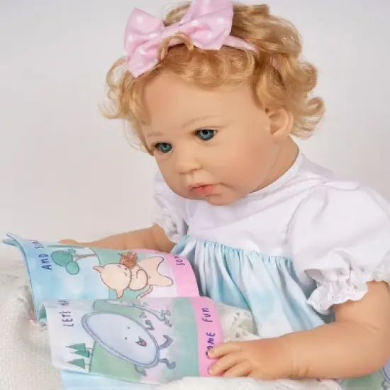 Paradise Galleries Reborn Toddler Girl Doll Story Time, 21 inch with Light Blonde Hair and Blue Eyes, Made in SoftTouch Vinyl image {6}