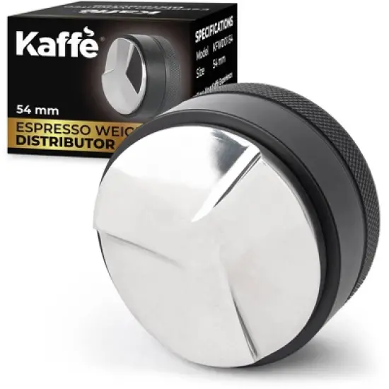 Kaffe 54mm Espresso Weighted Distributor: Metal Coffee & Espresso Accessories, Tamper, Black, Lifetime Warranty image {7}
