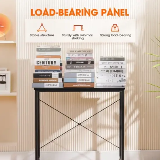 COMHOMA 32''/47" Desk, Study Writing Table for Small Space, Save Space Office Desk with Metal Legs image {2}