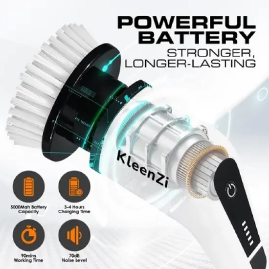 Electric Spin Scrubber Cleaning Brush 8 In 1 Shower Scrubber Adjustable Handle. For Windows, Bathrooms, Cars. Luminuxe image {5}