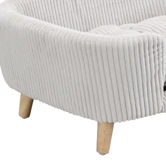 Gulches Beige Pet Bed - Elevated Corduroy Couch with Rubber Wood Legs for Small Dogs image {10}
