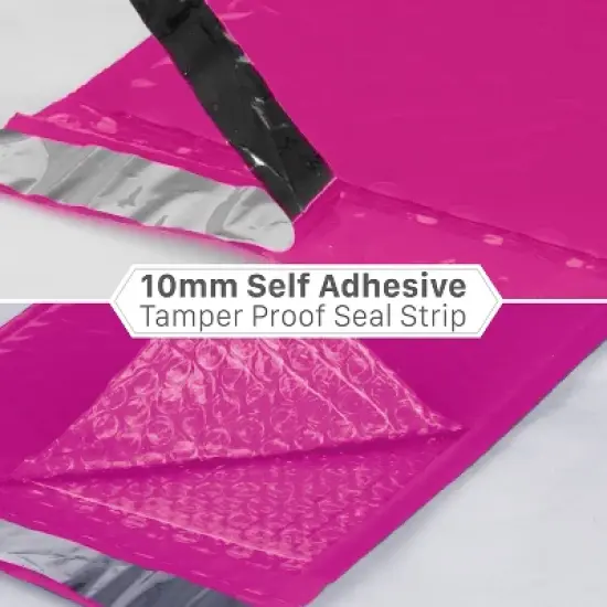 Fosmon #0 Colored PINK Poly Bubble Mailer 6.5" x 10", Padded Shipping Envelopes, 6.5 x 9" Usable size - 25 Pack image {4}