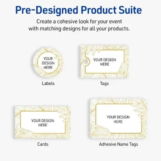 Avery Square Business Cards, Gold Florals, 2.5" x 2.5", 90 Total image {6}