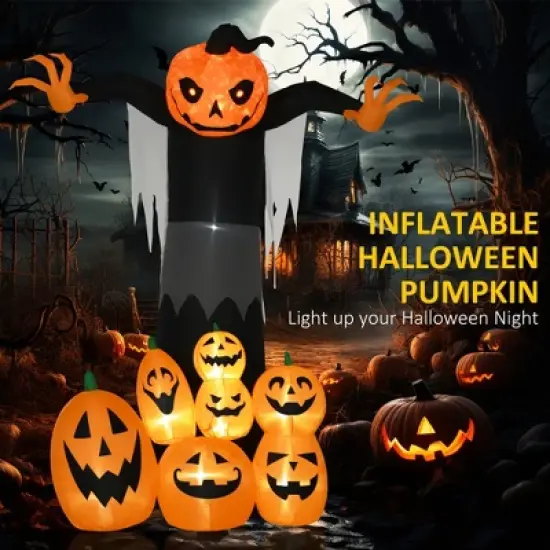 LOVSON Halloween Inflatable Outdoor Decorations: Pumpkin Ghosts and Pumpkin Patch Giant Inflatable Yard Decorations Ideal for Lawns, Parties image {2}