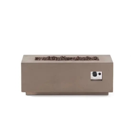 Aidan Outdoor 40000 BTU Light Weight Concrete Rectangular Fire Pit Light Gray - Christopher Knight Home image {6}