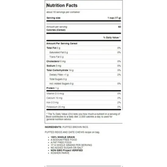 Arrowhead Mills Puffed Rice Cereal 6 oz Pkg image {2}