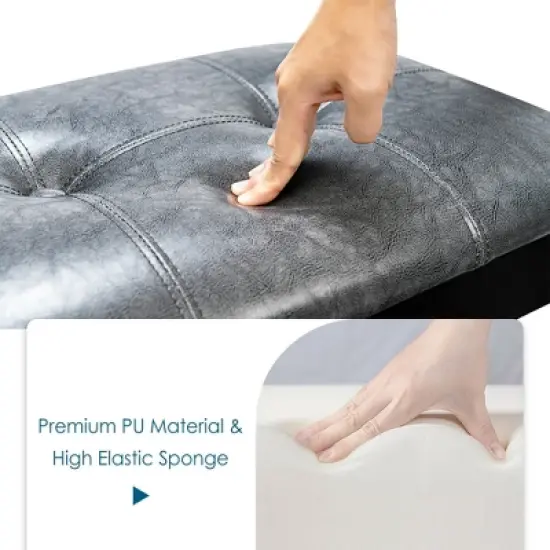 Costway Upholstered Dining Bench w/Padded Seat for Kitchen Bedroom Entryway Grey image {5}