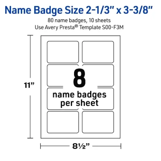 Avery Adhesive Name Badges, Silver Border, 2-1/3" x 3-3/8", 80ct image {4}