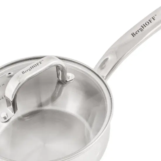 BergHOFF Belly Shape 18/10 Stainless Steel Sauce Pan with Glass Lid image {4}
