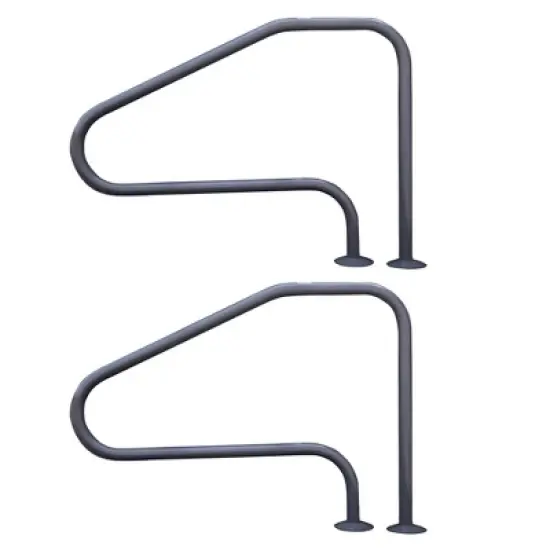 Saftron RTD-448-GG 4 Bend Swimming Pool Mounted Polymer Handrail, Gray (2 Pack) image {6}